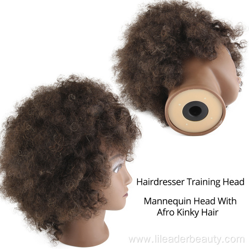 Human Hair Mannequin Head Black Afro Training Head